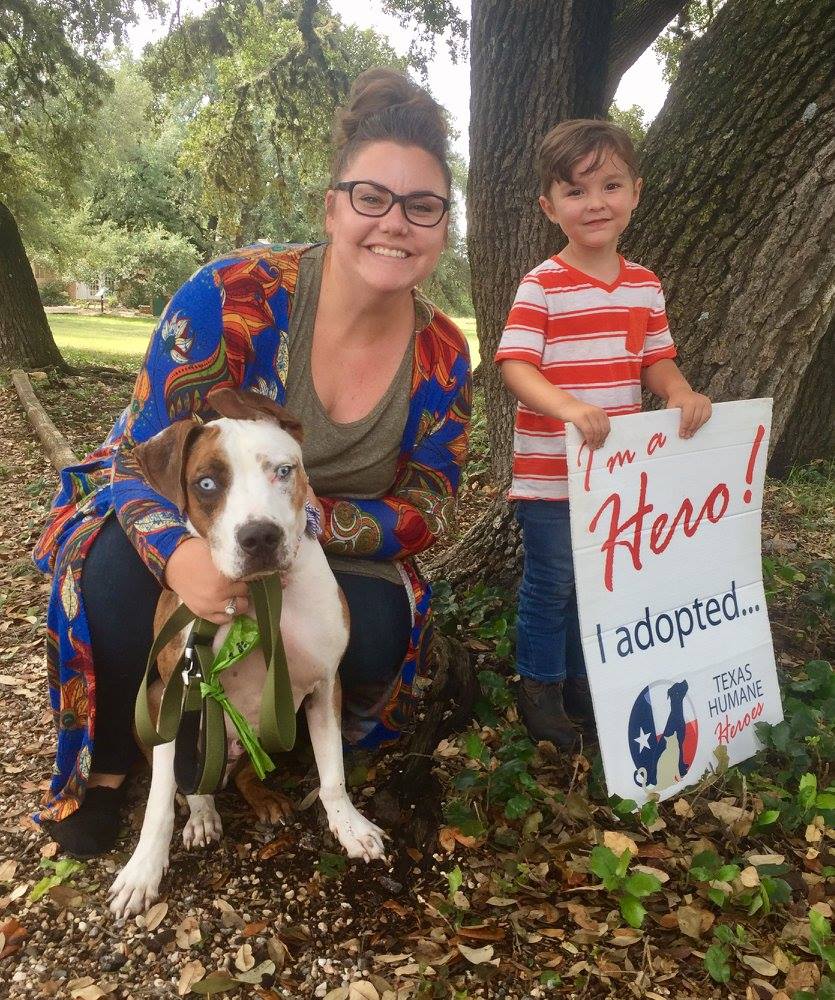 Texas Humane Hero Frankie gets adopted.